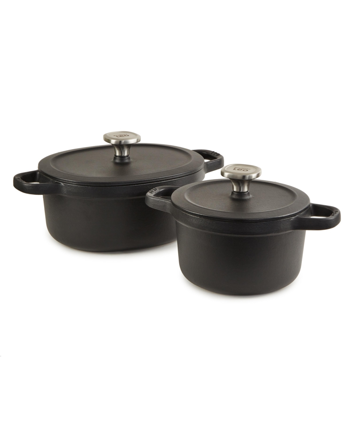Leo Graphite 4pc Cast Iron Stockpot Set - Black