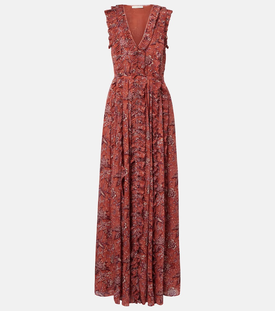 Aida ruffled silk-blend chiffon maxi dress