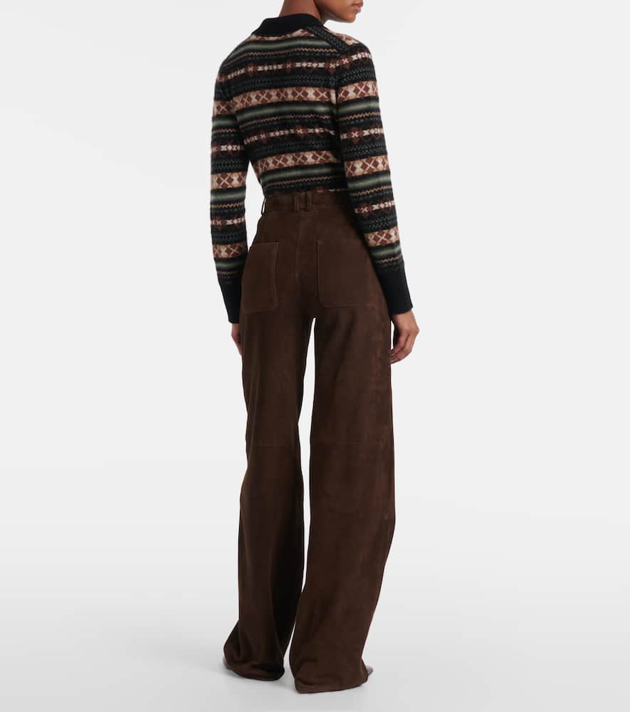 Leather straight pants