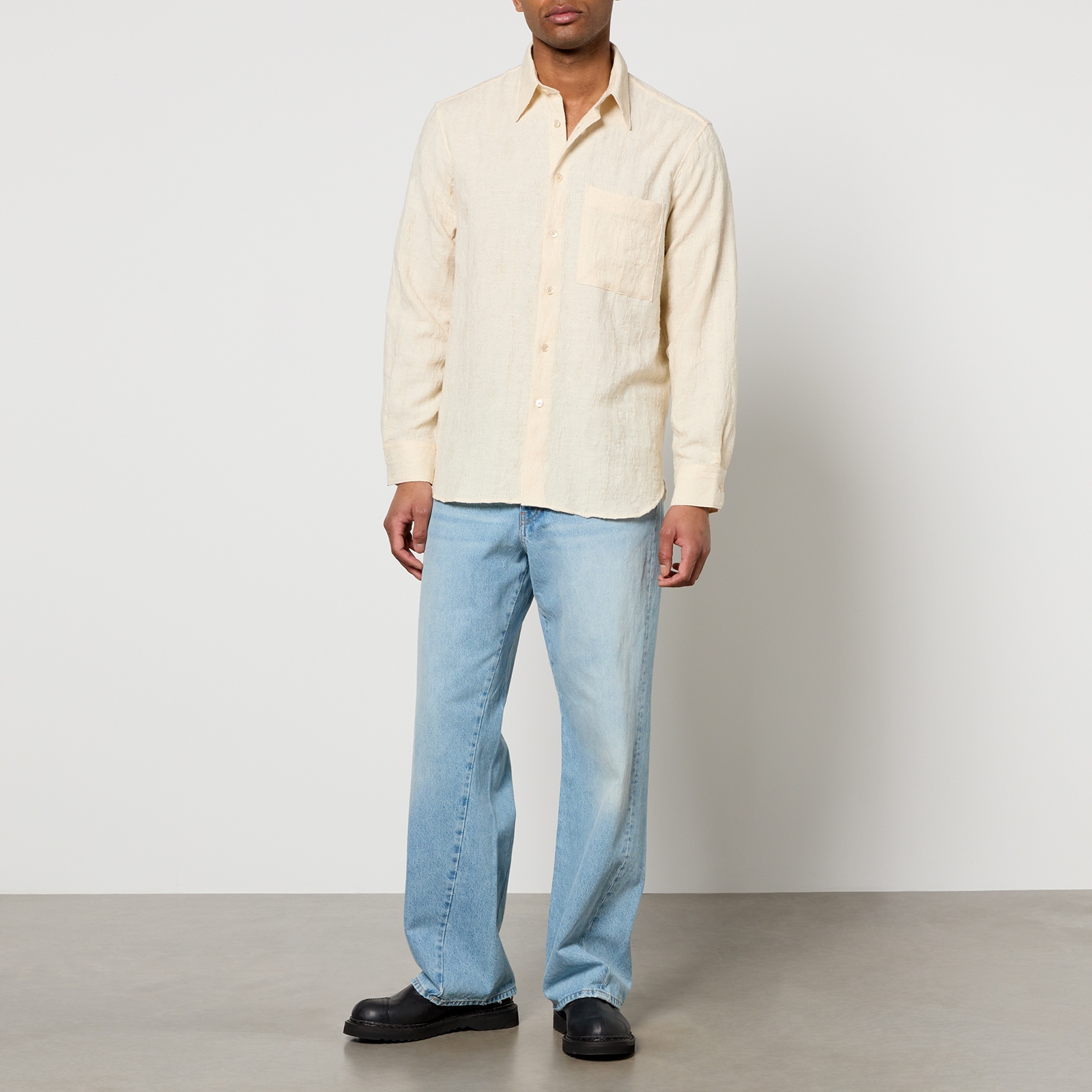 Sunflower Ace Textured Cotton-Jacquard Shirt