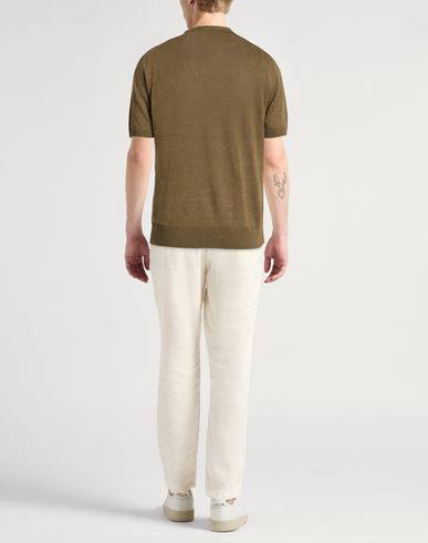 Man Sweater Military green Size 36 Linen, Cotton