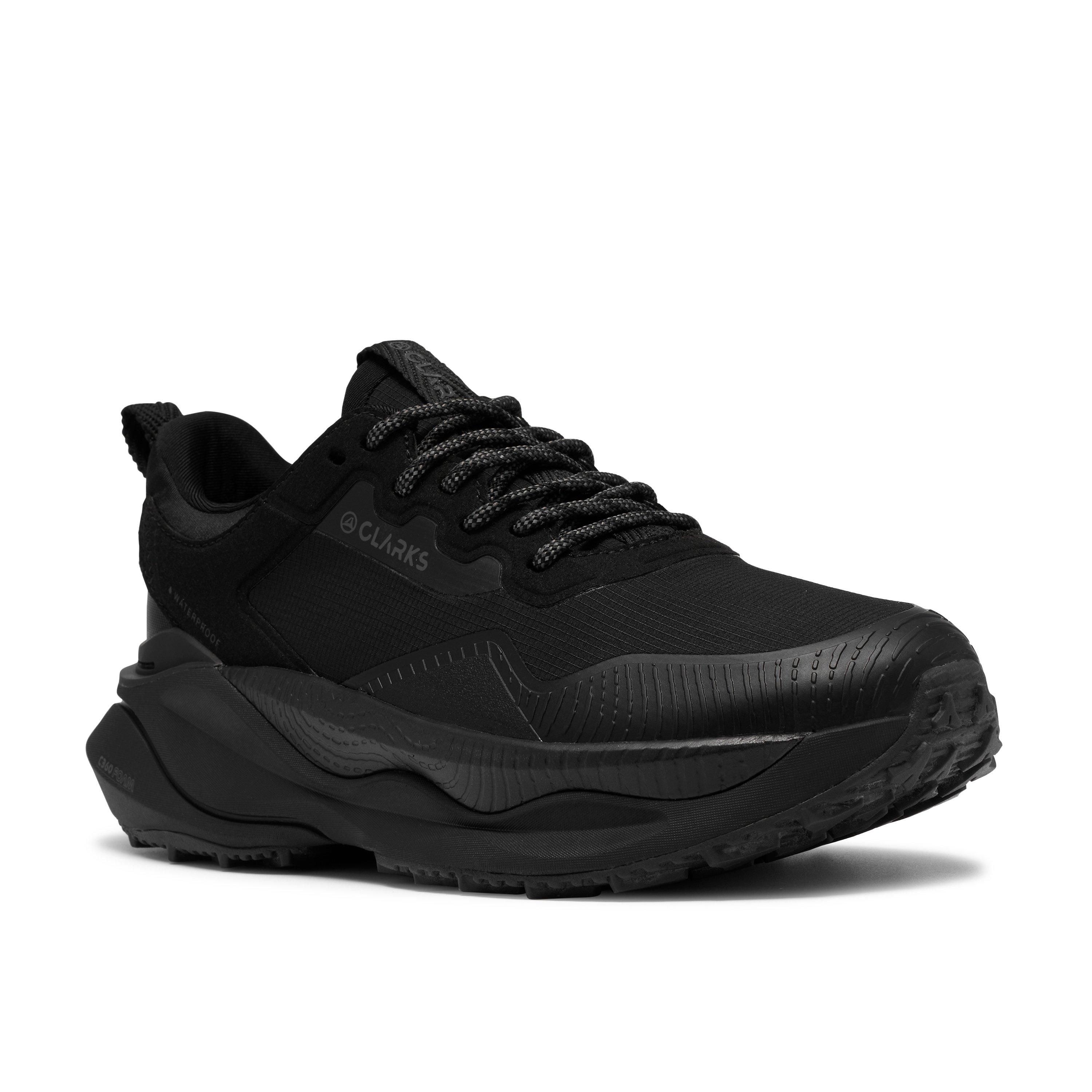 Clarks Pace Trail Go Waterproof Black/black Trainers,lace Up