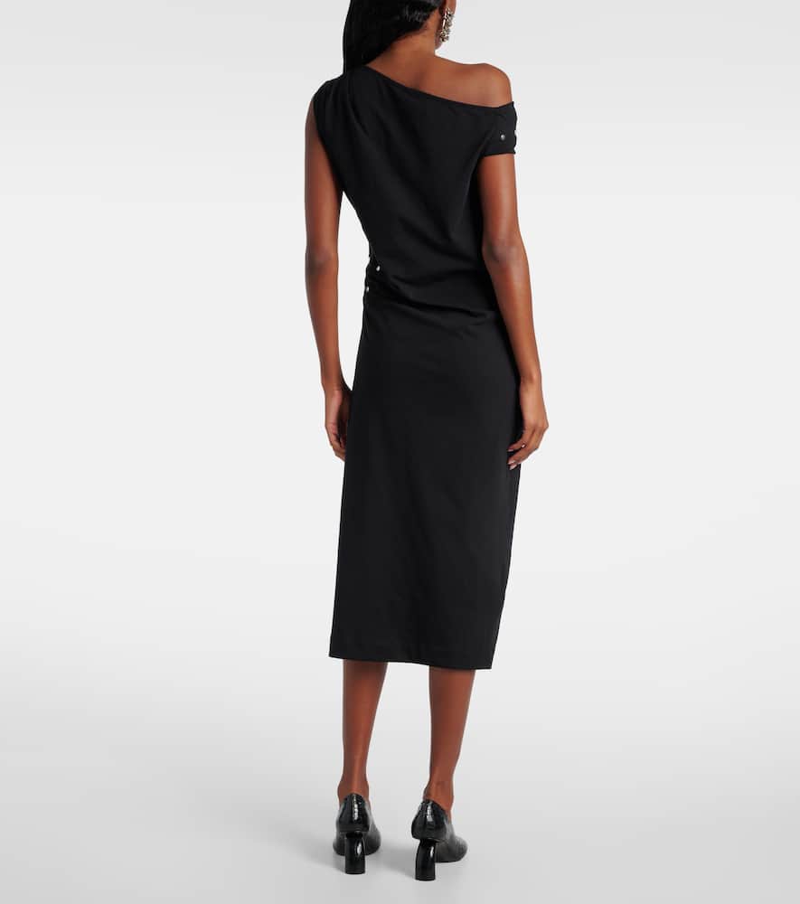 Gathered embellished jersey midi dress