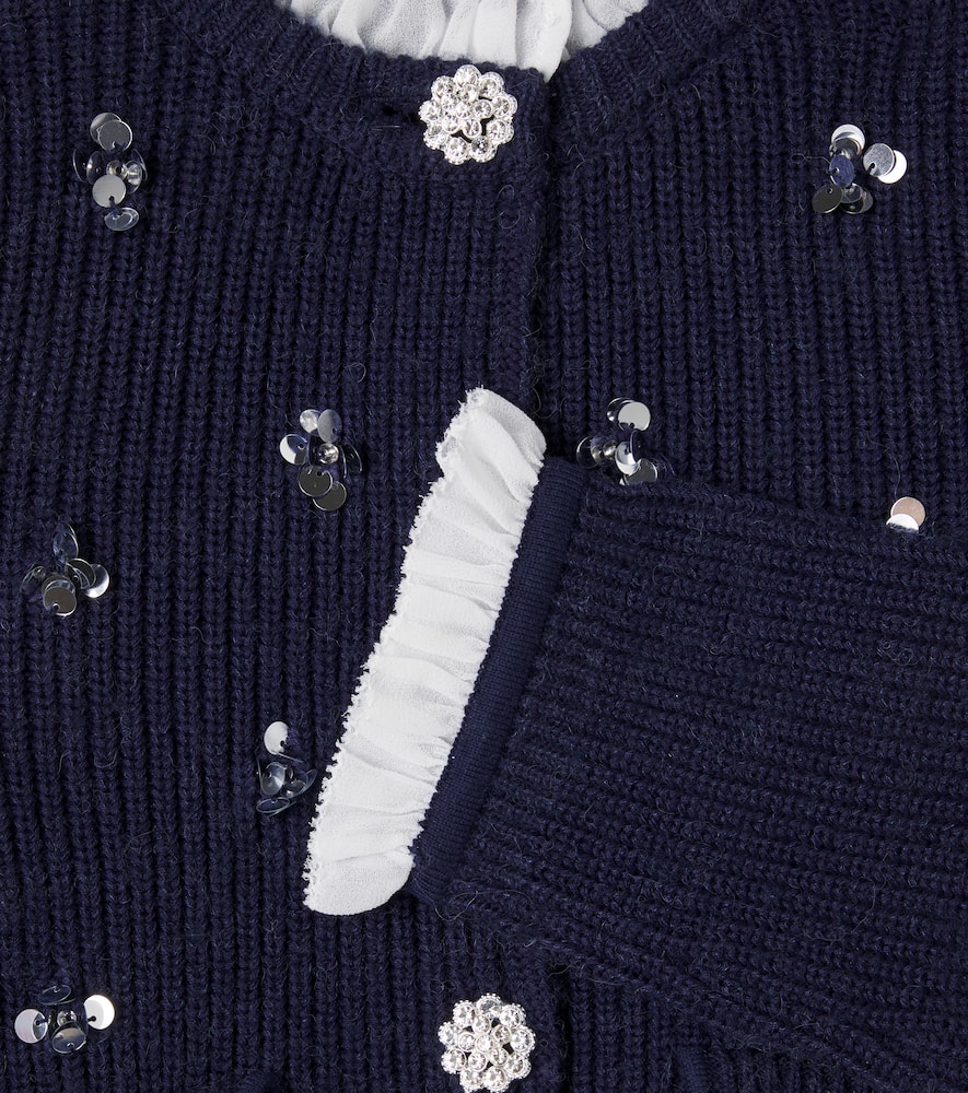 Embellished ribbed-knit cardigan