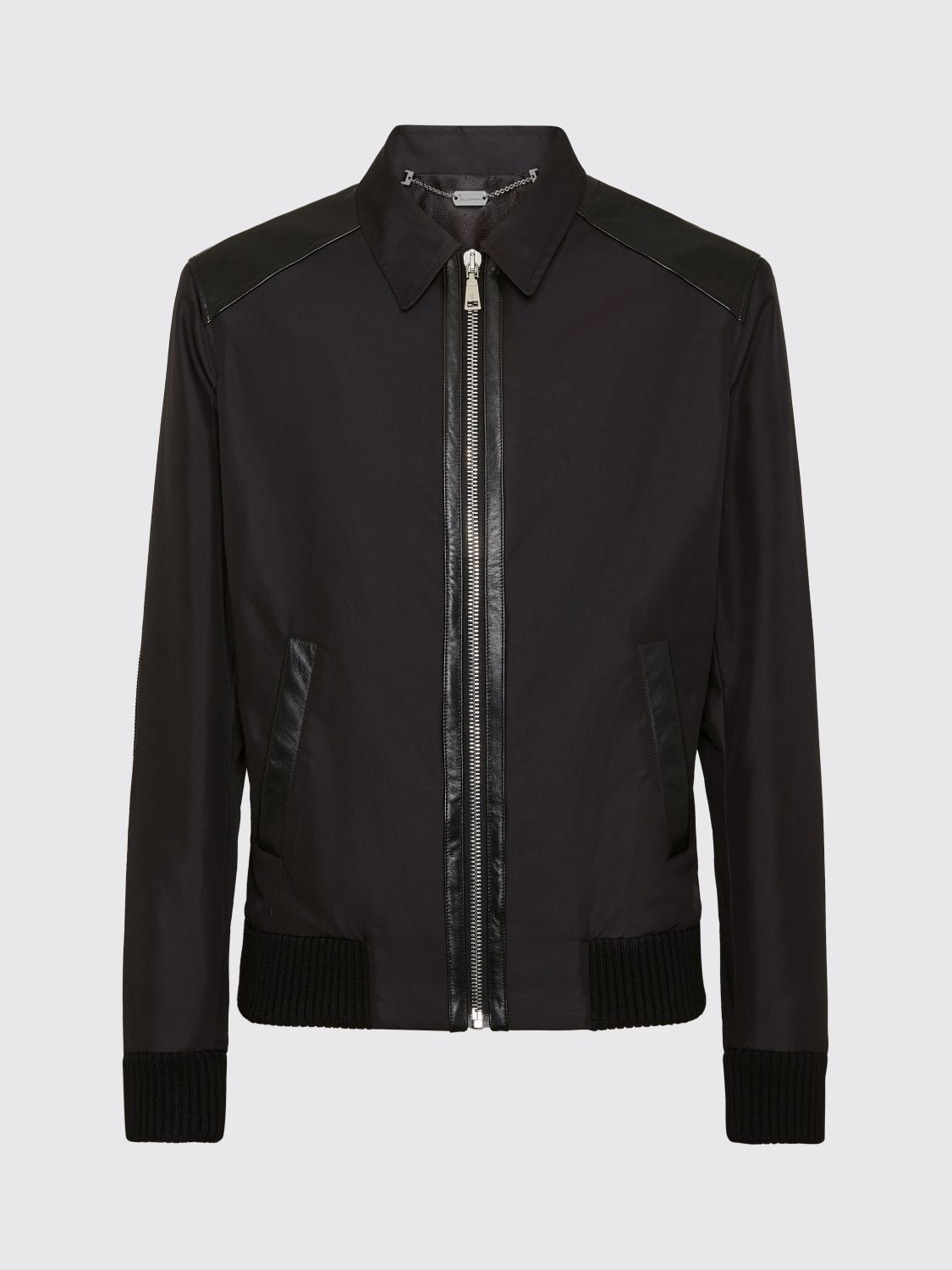 Leather-trim bomber jacket - Black