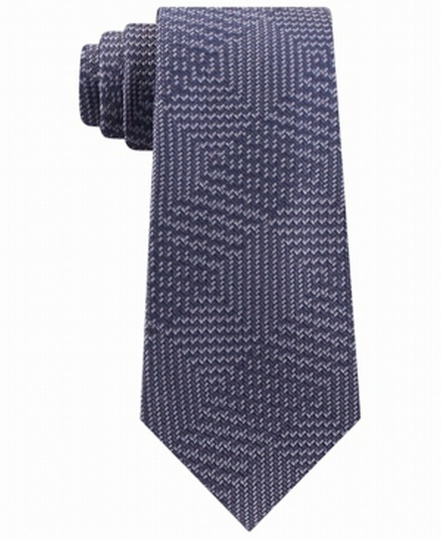 Men's Textured Geometric Patchwork Tie Gray Size Regular