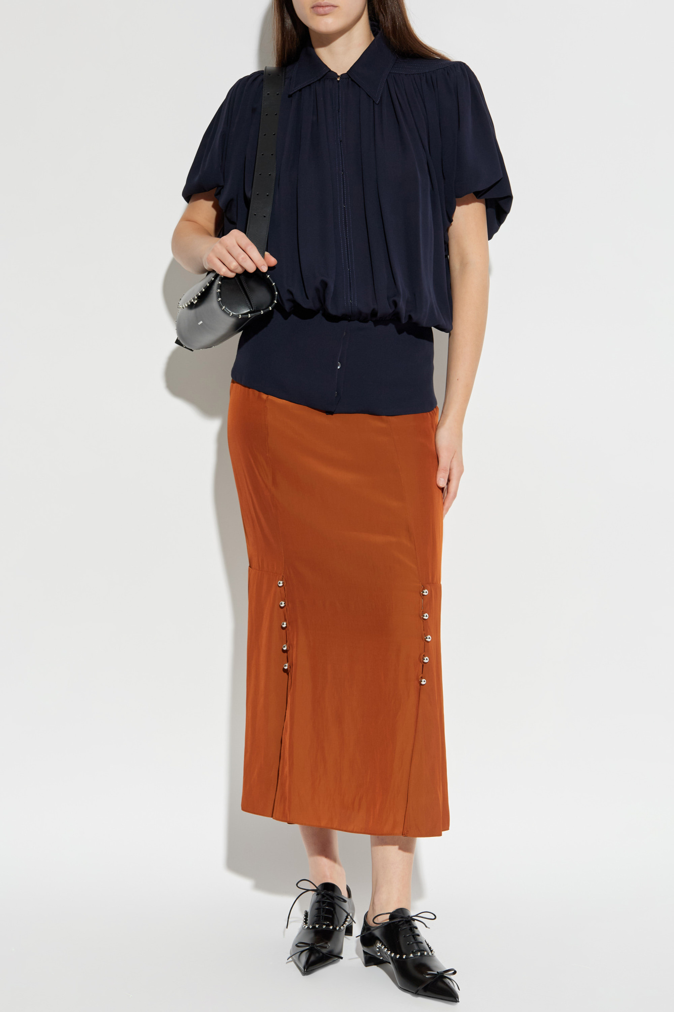 Silk Shirt, Women's, Navy Blue