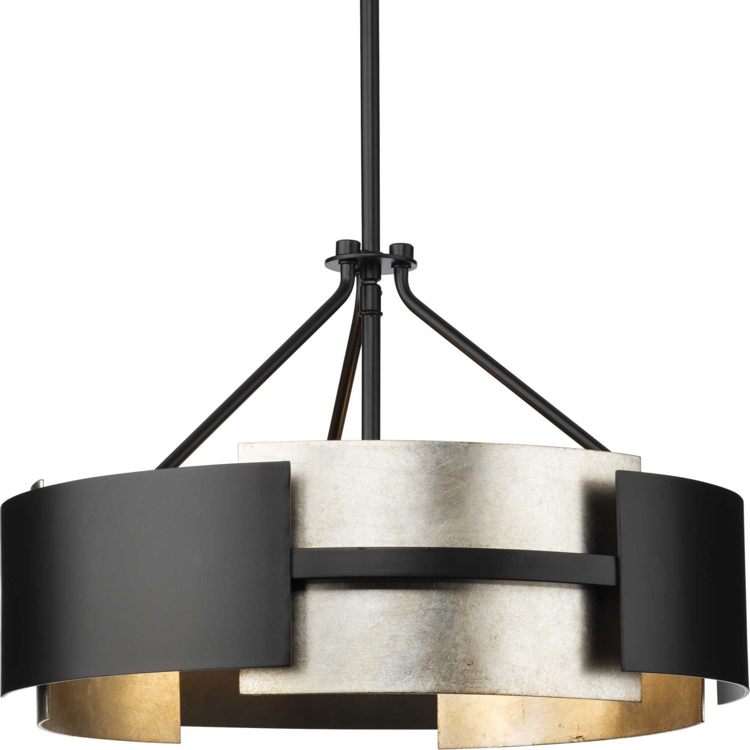 Matte Black Three Light Semi Flush Mount from the Lowery Collection