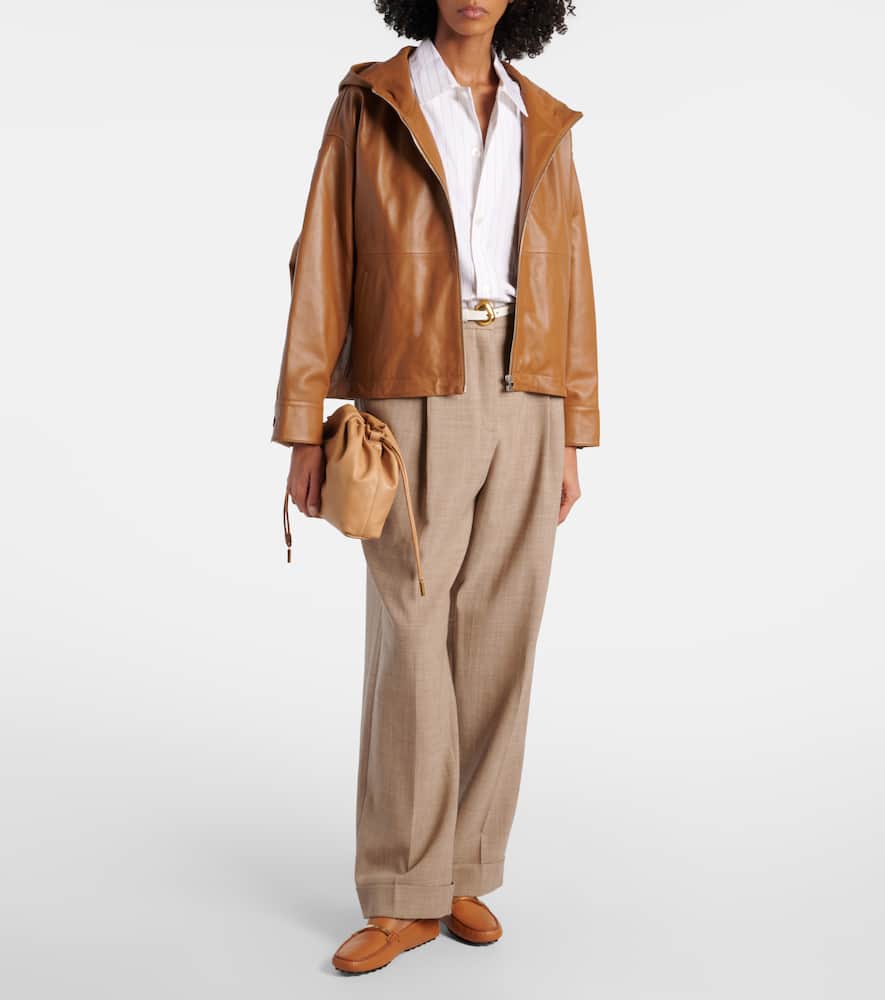 Hooded leather jacket