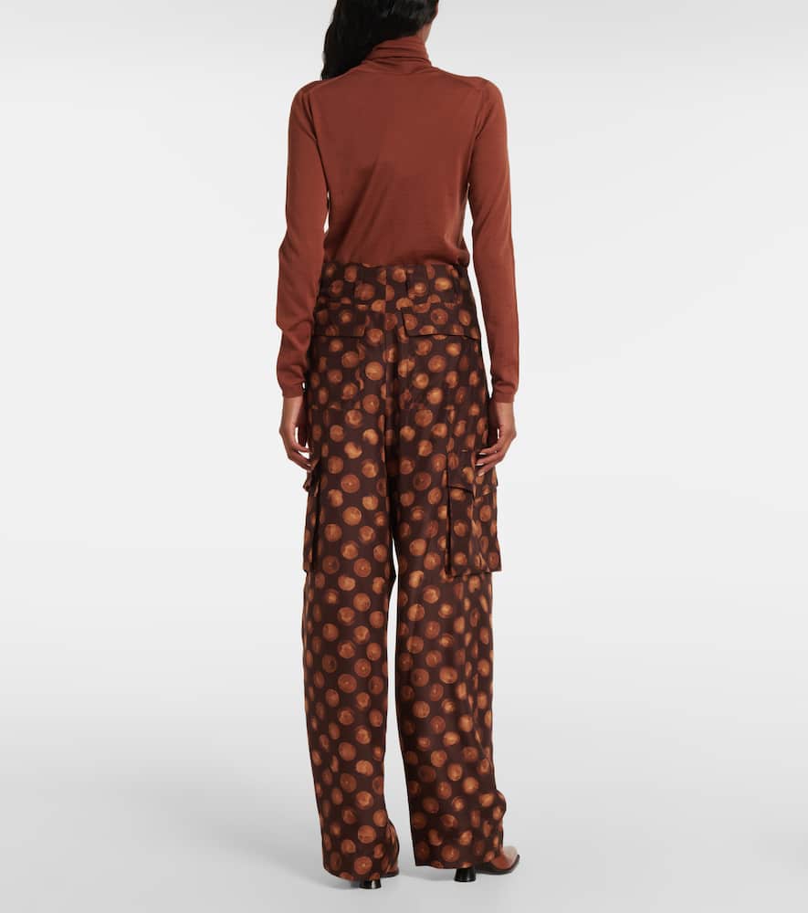Printed silk cargo pants