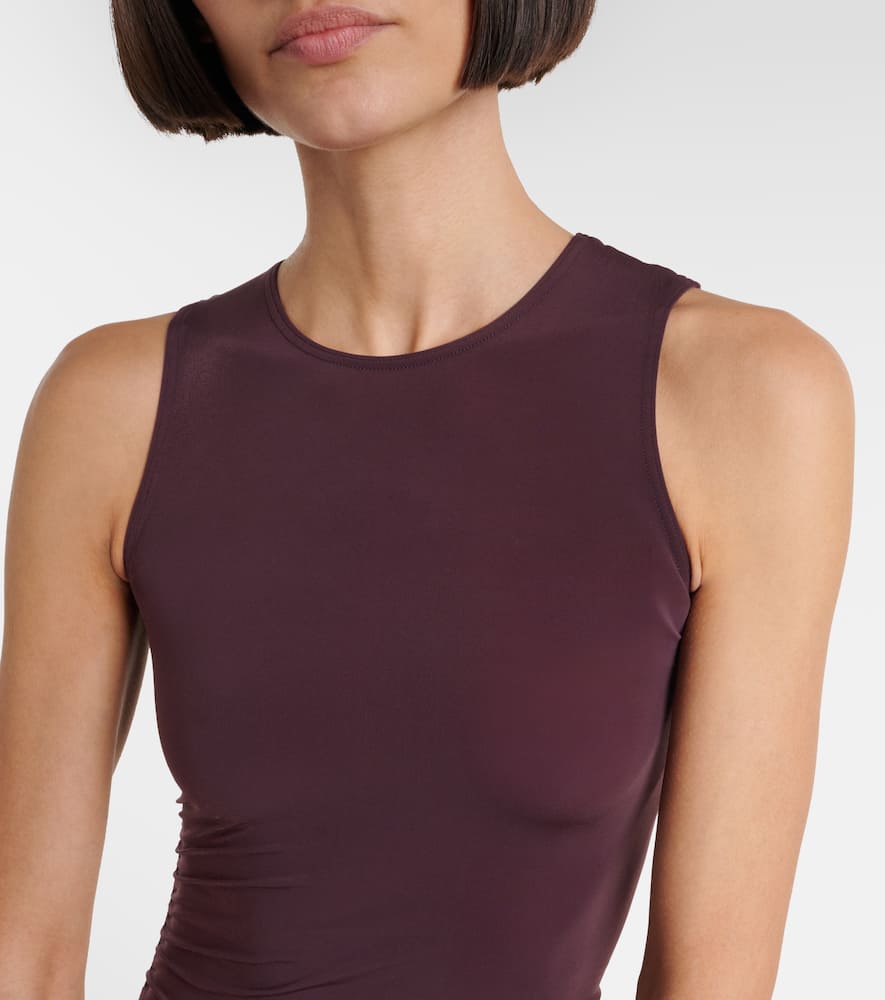 Ruched sheer midi dress