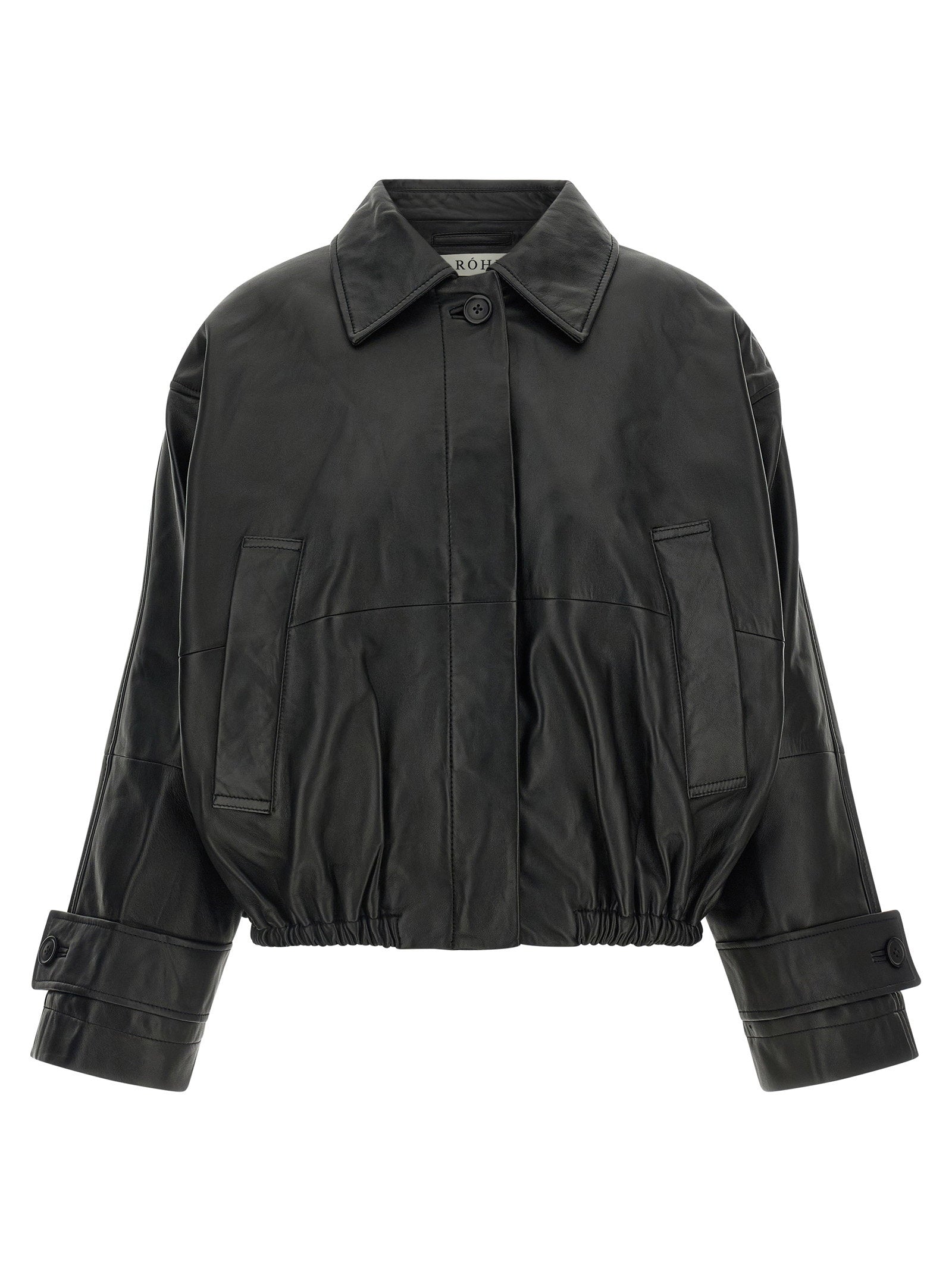 Leather Blouson Jacket — black