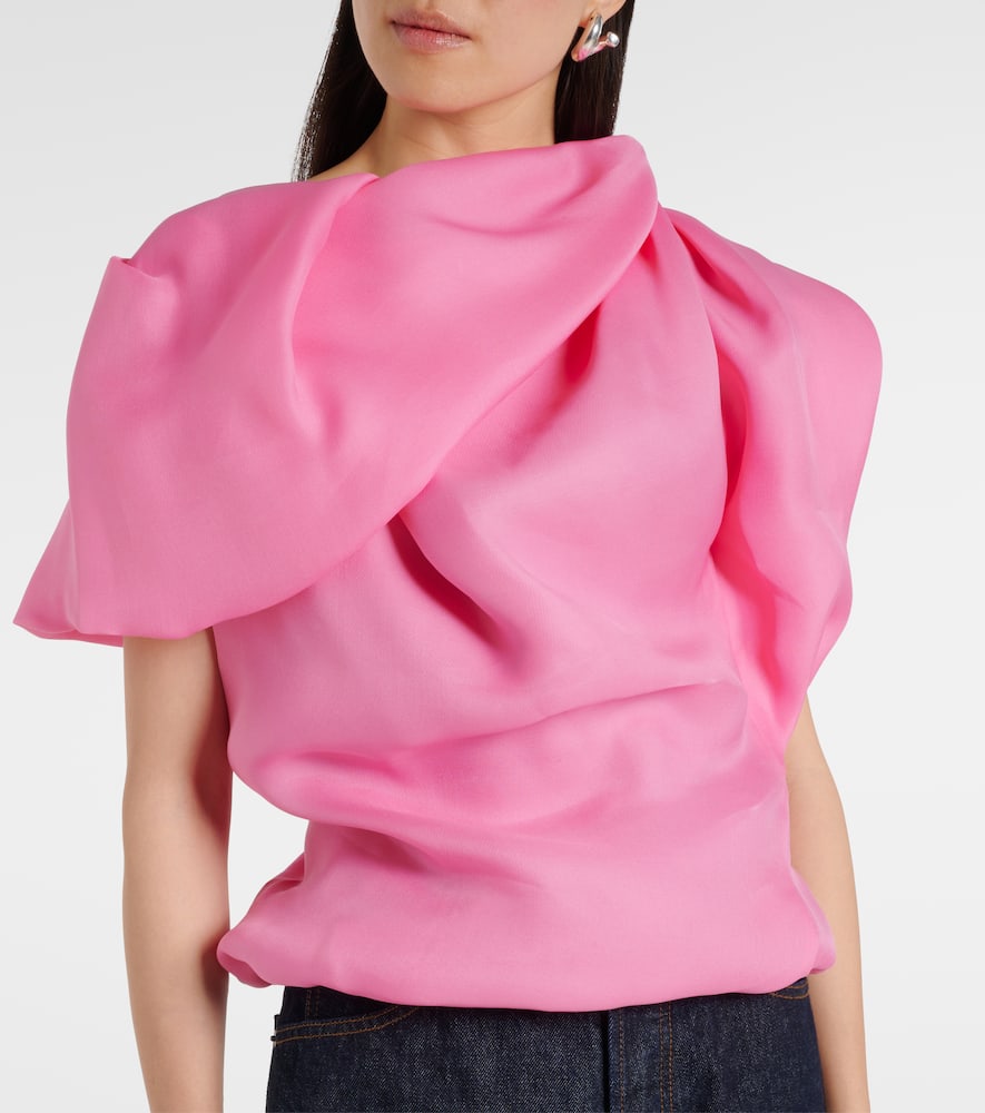 Draped silk satin top