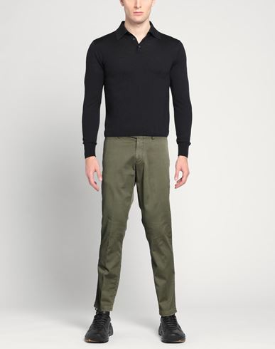 Man Pants Military green Size 34 Cotton, Elastane
