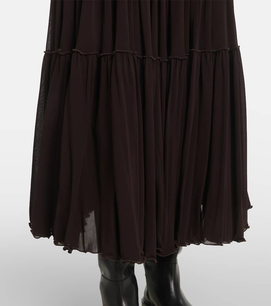 Pleated georgette midi skirt