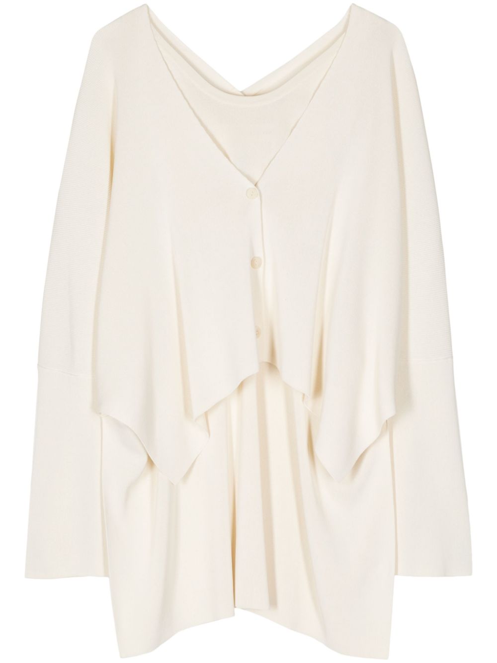 Layered V-neck cardigan - Neutrals