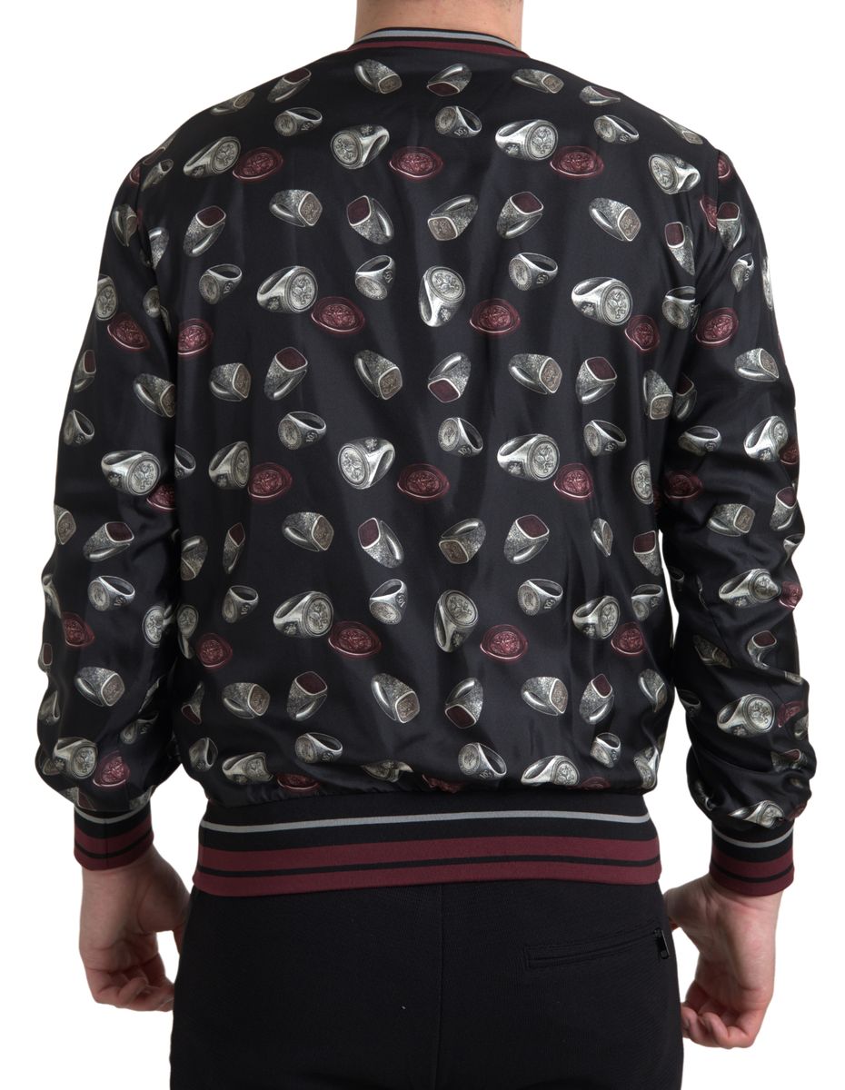 Ring Print Silk Sweater — Black