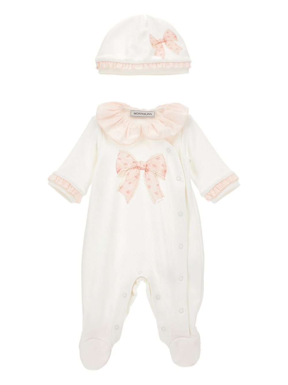 Bow-print babygrow set - White