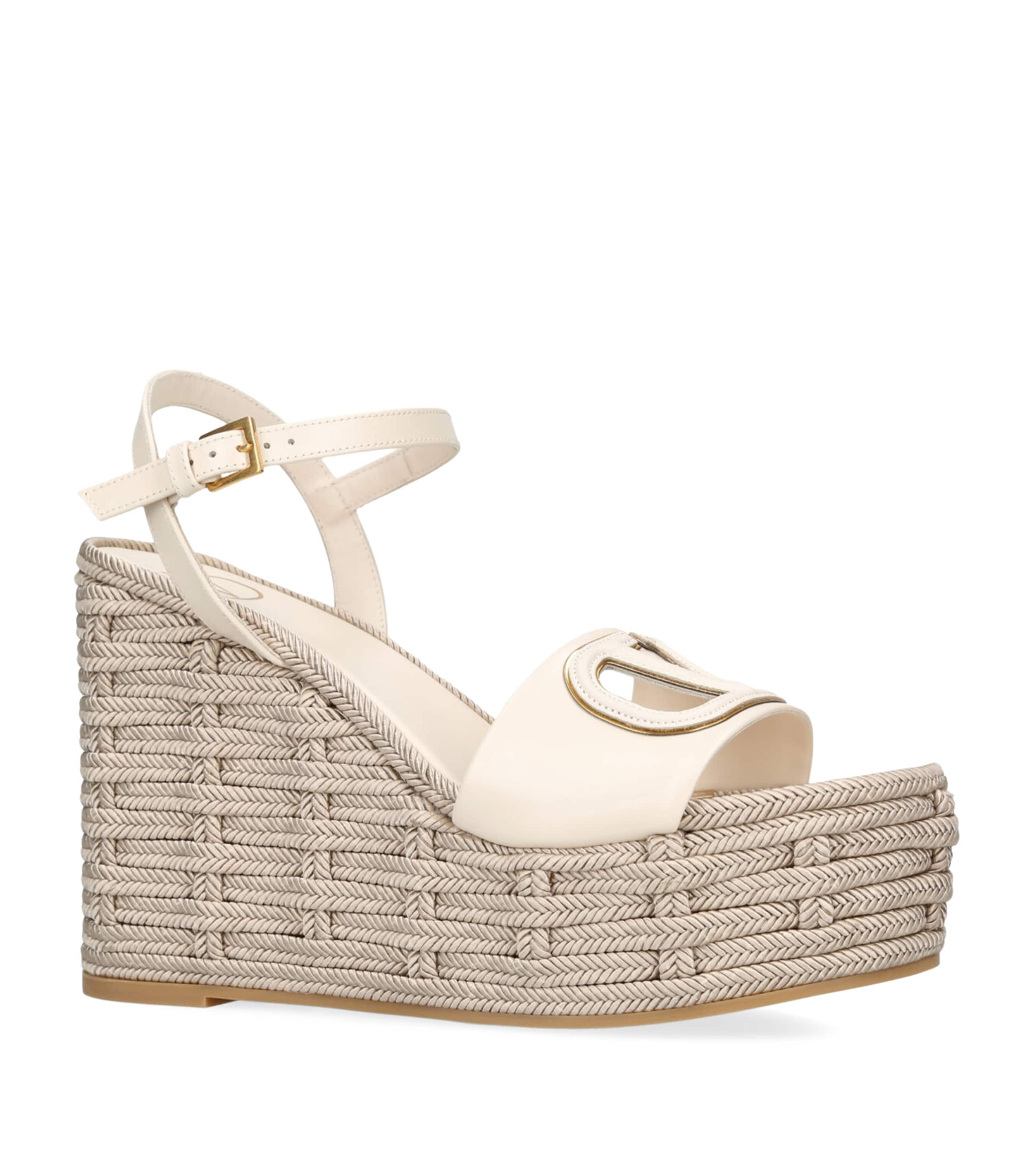 Leather VLogo Espadrille Wedge Sandals 110