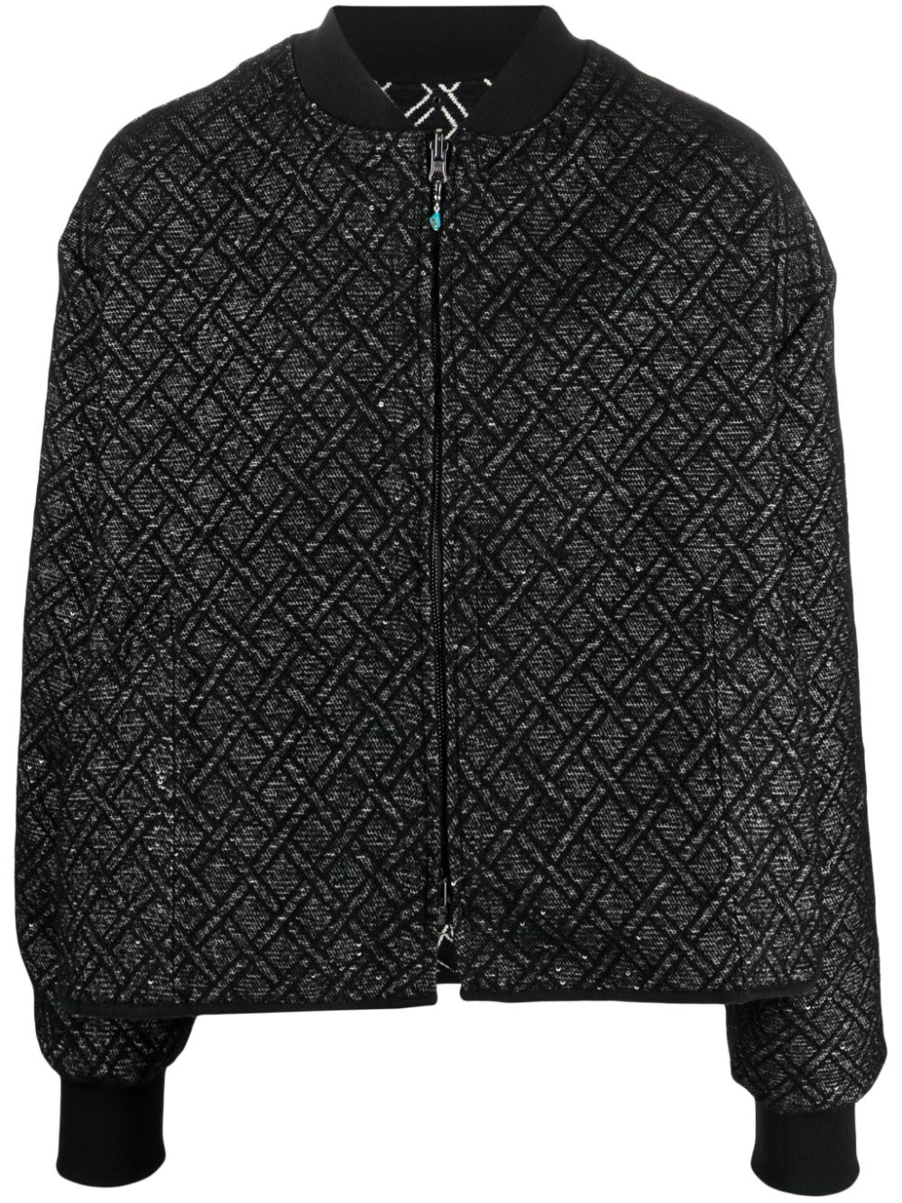 Panelled-design reversible bomber jacket - Black