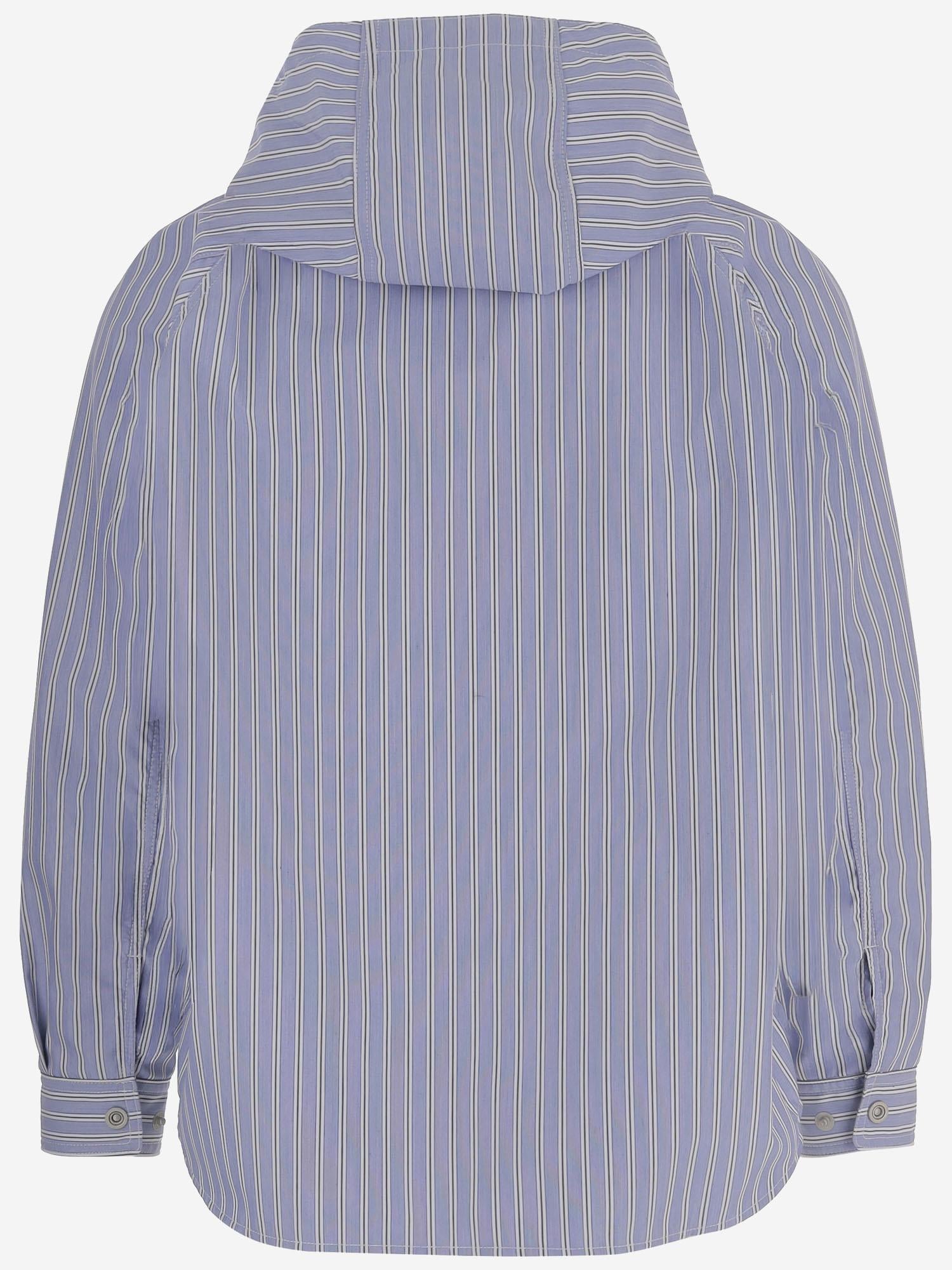 Striped Technical Fabric Jacket — Blue