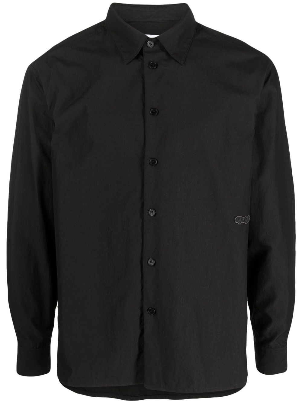 Logo-patch plain shirt - Black