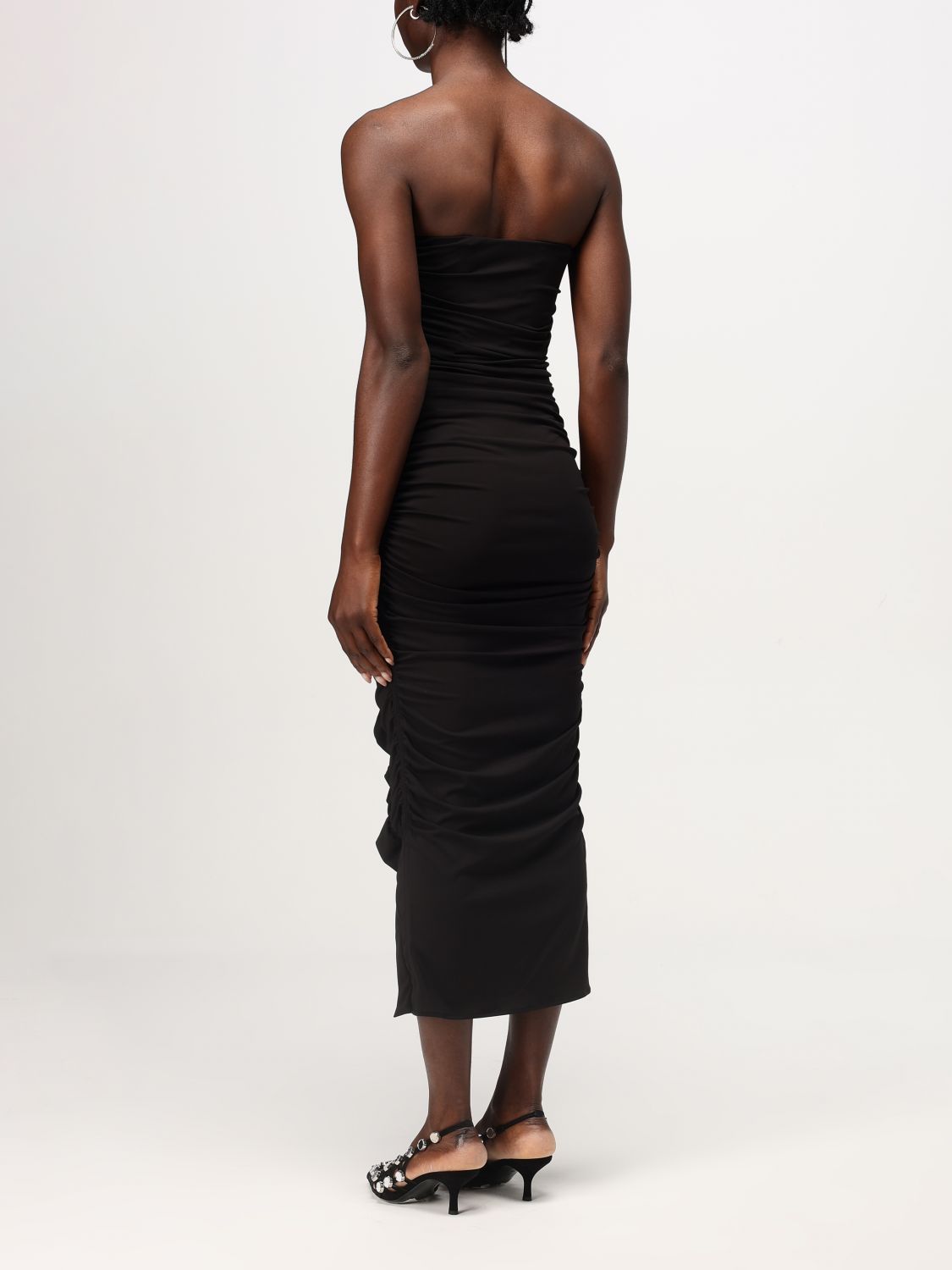 Ruched midi dress - Black