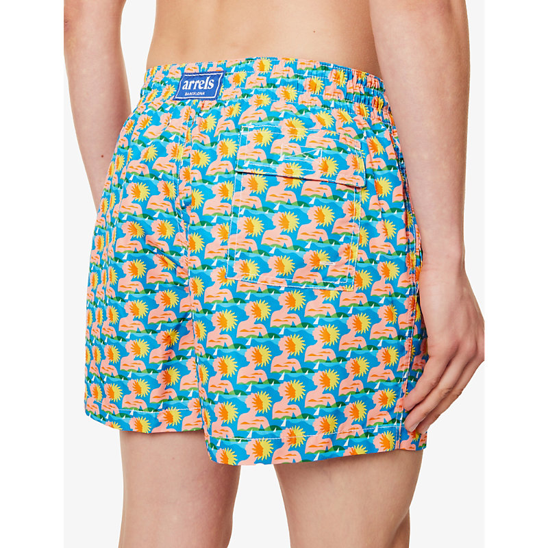 Arrels Barcelona 남성 Mens Blue Sunbathing Rob Wilson Printed Swim Shorts M 75521555