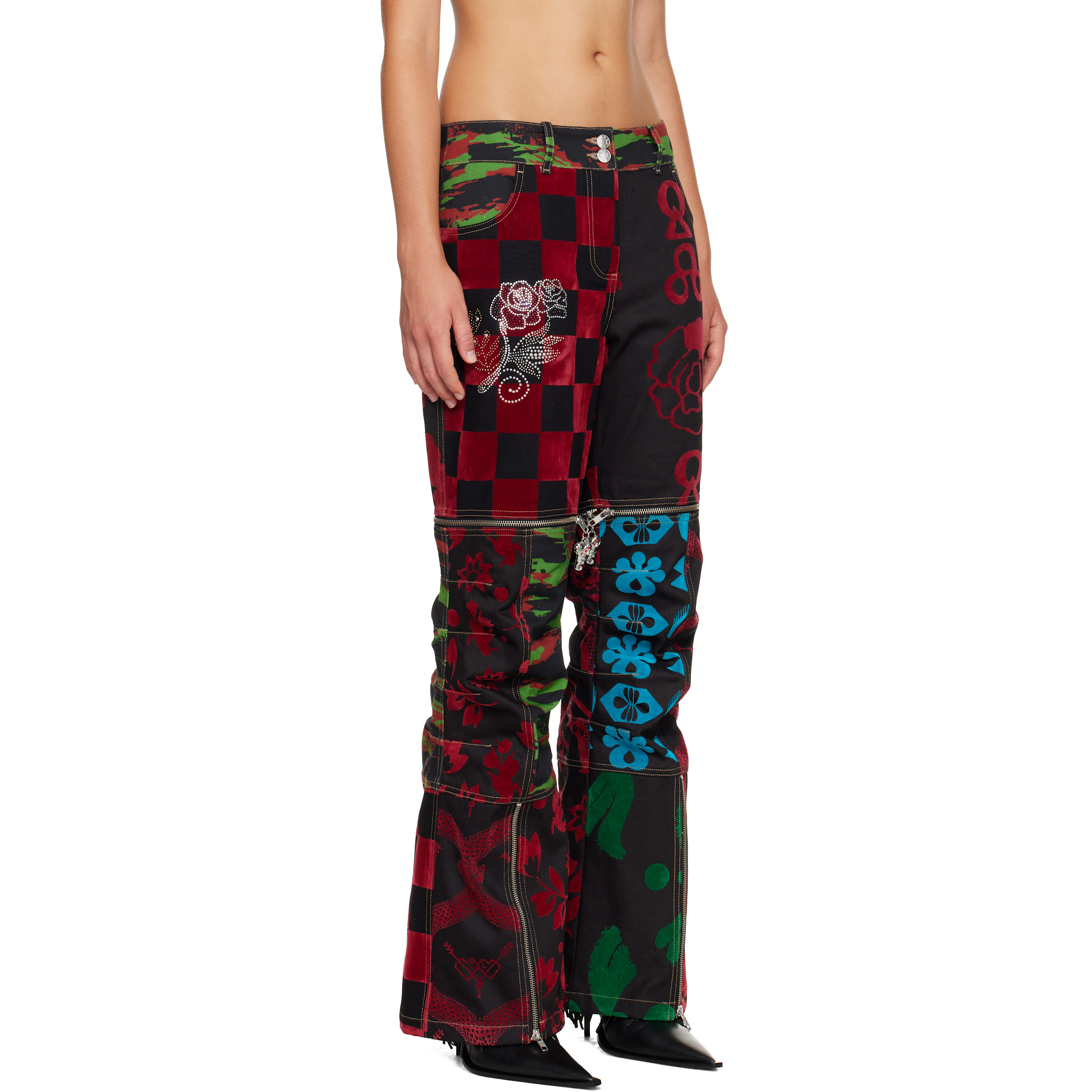 Black Patchwork Bevo Jeans