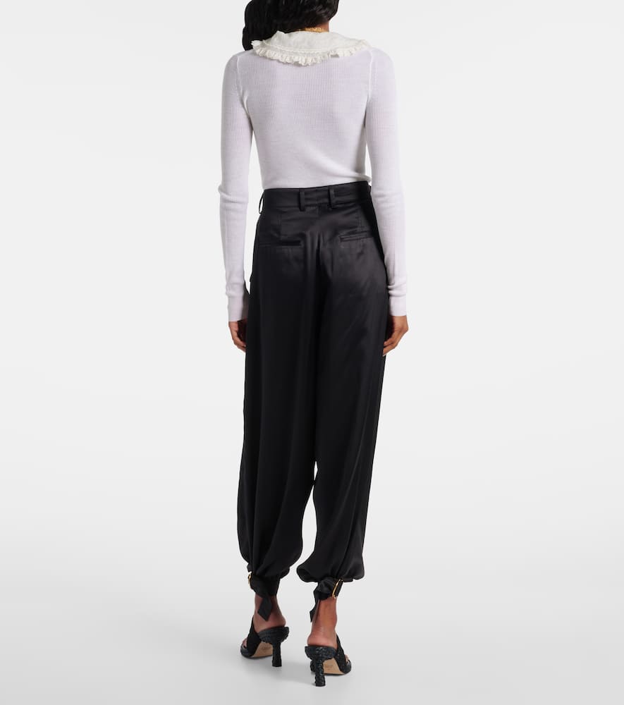 Chloé High-rise silk satin cargo pants