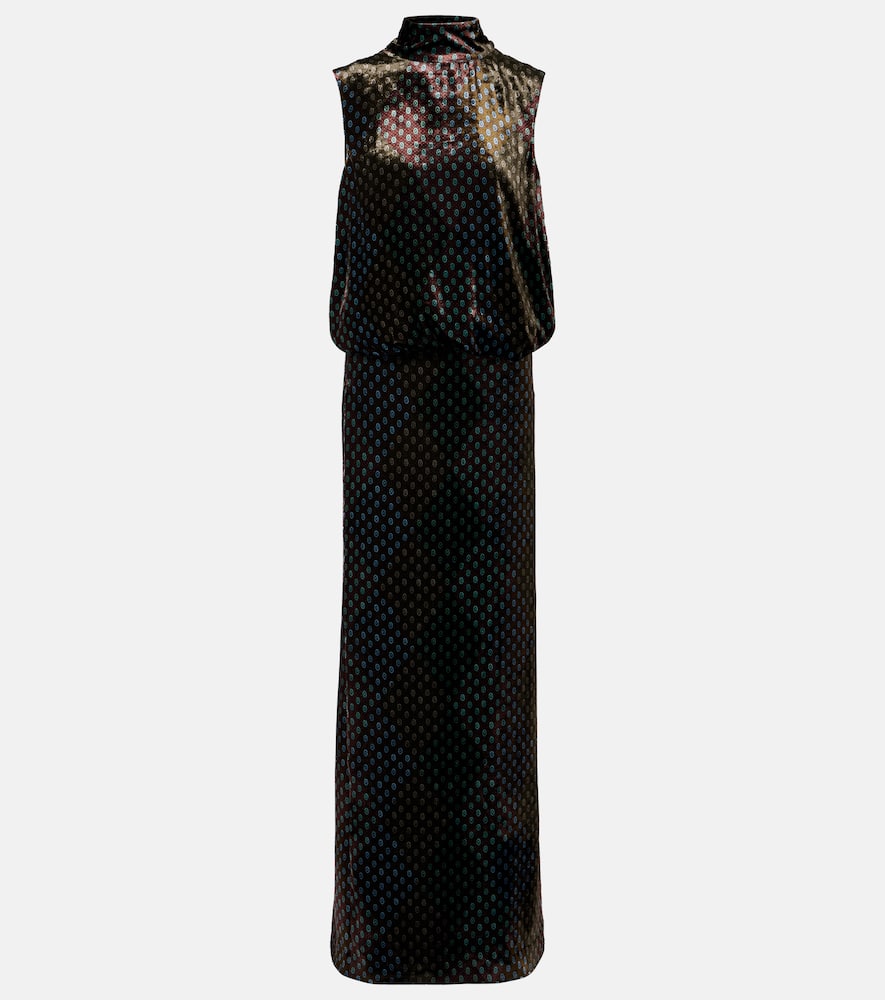 Printed satin maxi dress