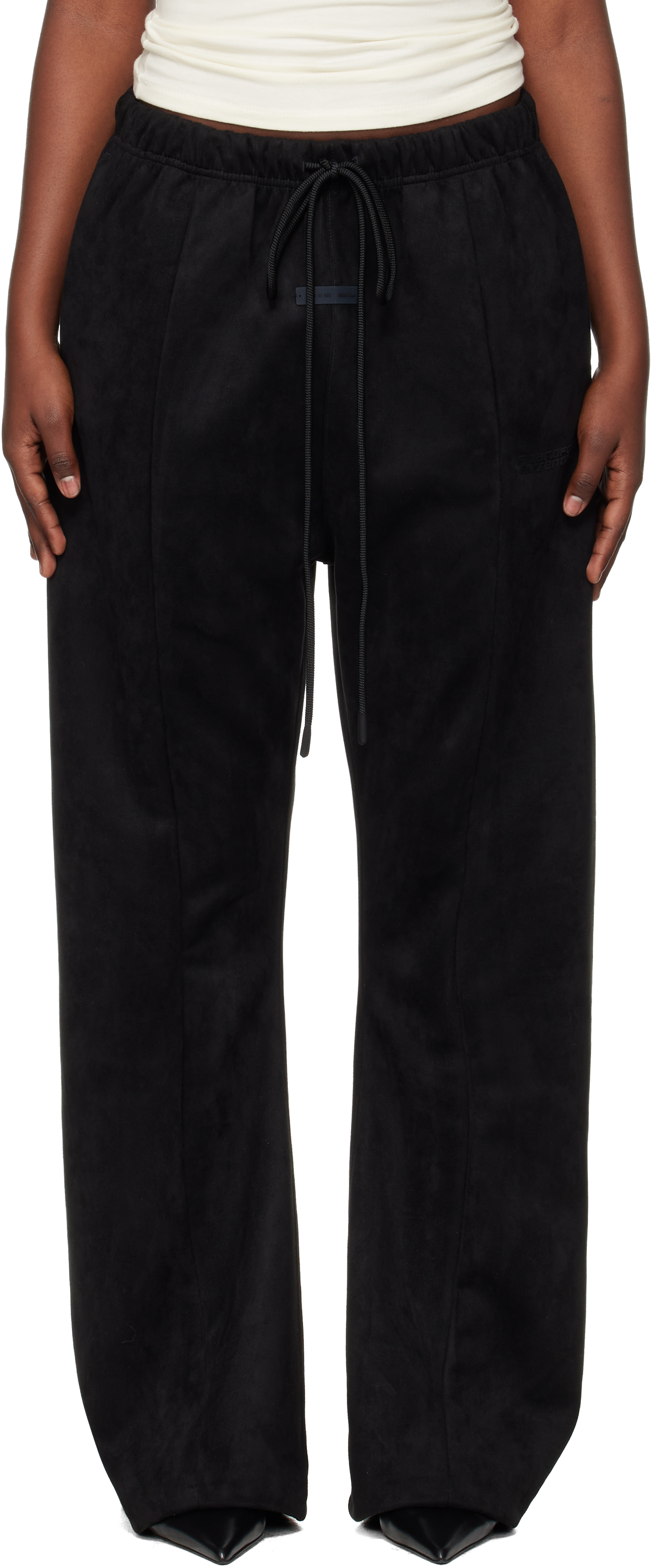 Gray Holiday Faux-Suede Fleece Flare Lounge Pants
