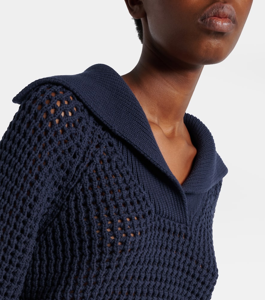 Cotton-blend polo sweater