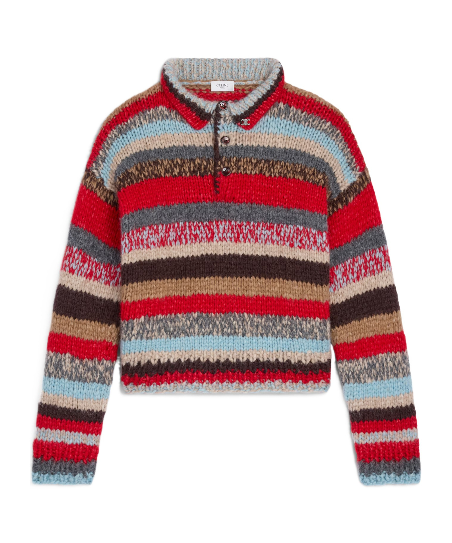 Polo sweater IN MOULINE ALPACA AND WOOL