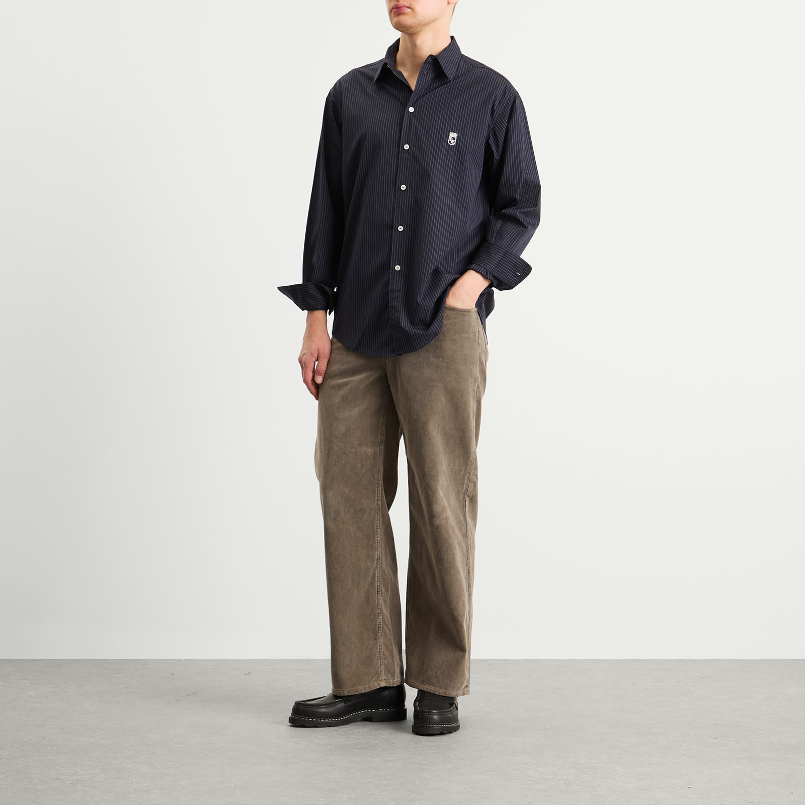 Men's Pinstripe Western Shirt in Navy