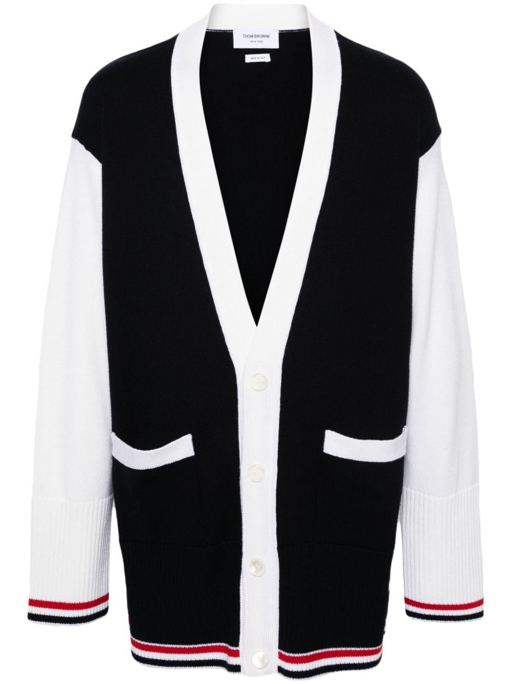 Colourblock virgin-wool cardigan - Blue