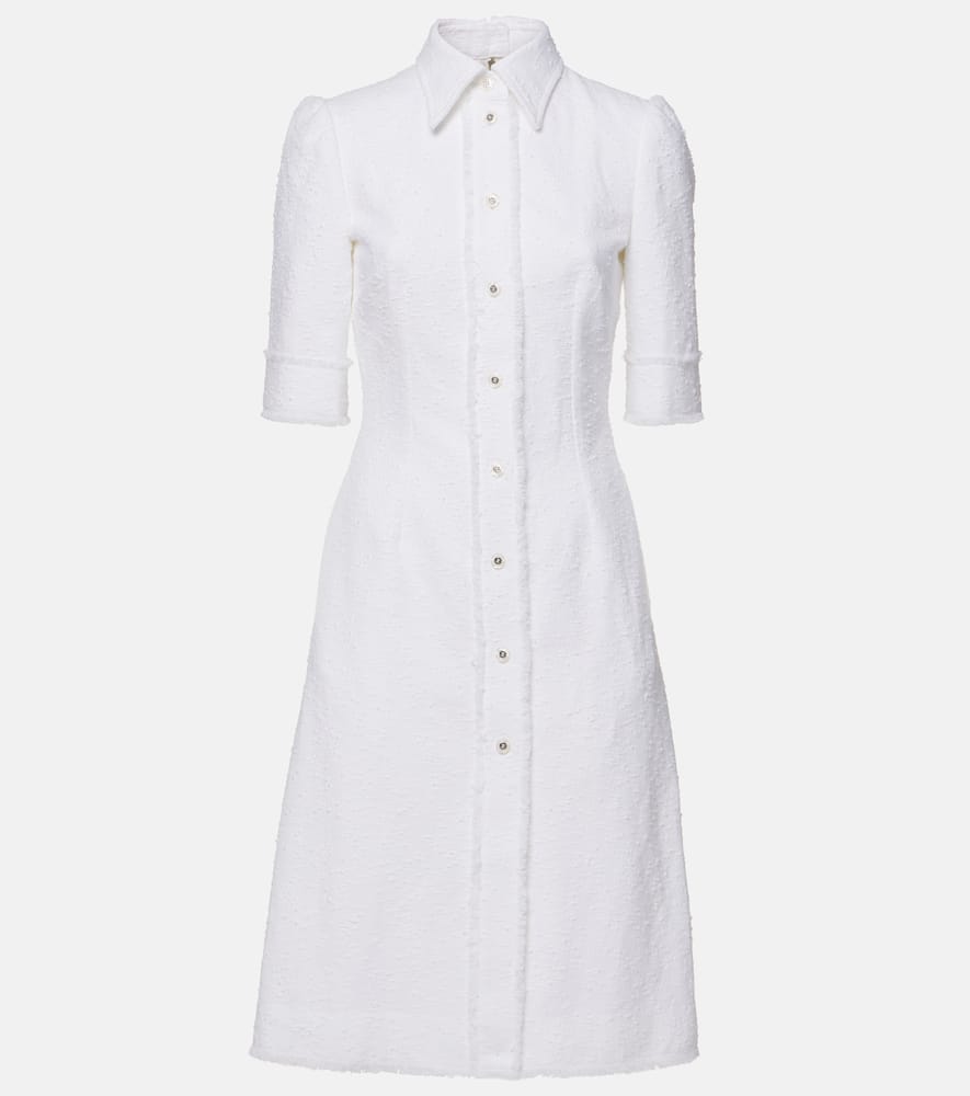 Cotton-blend tweed shirt midi dress