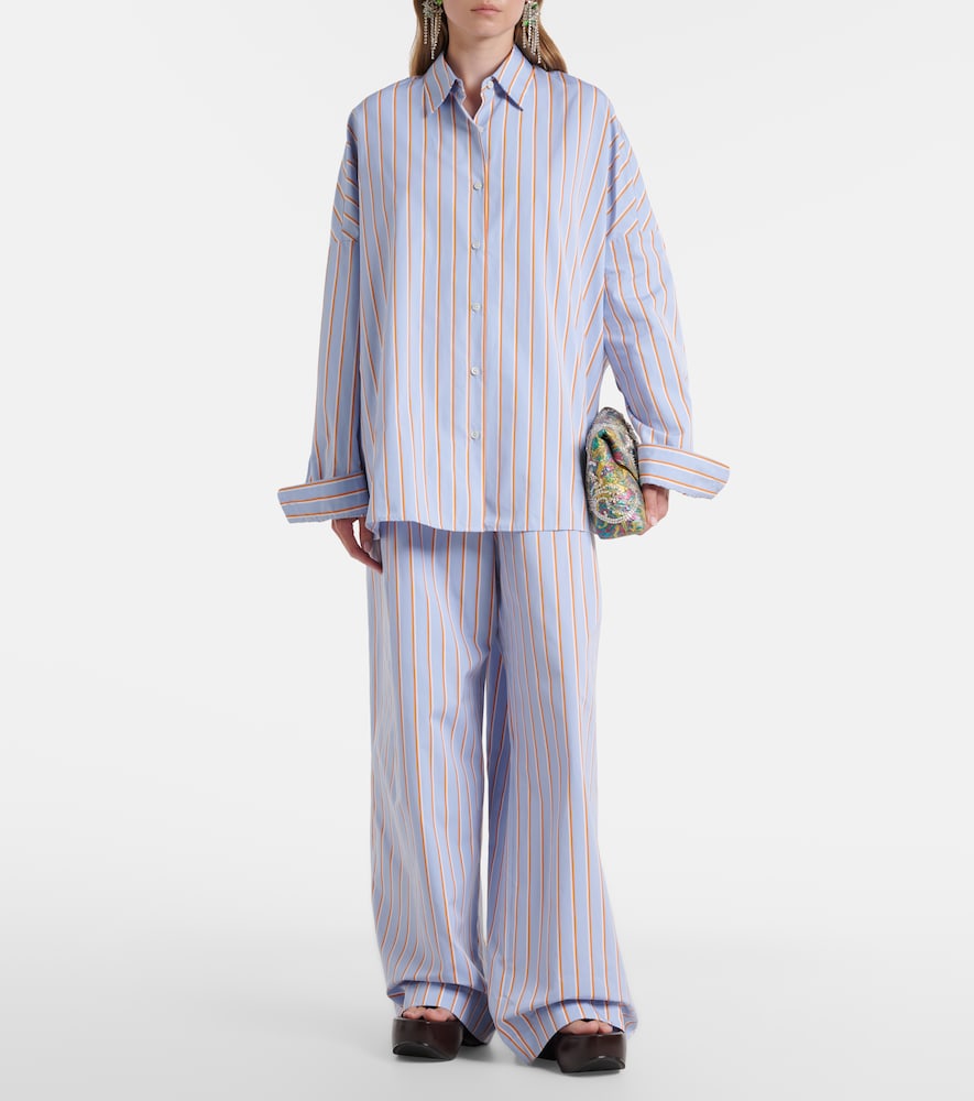 Striped cotton wide-leg pants