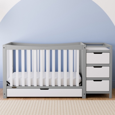 Graco Remi 4-in-1 Convertible Crib and Changer, Pebble Gray/White