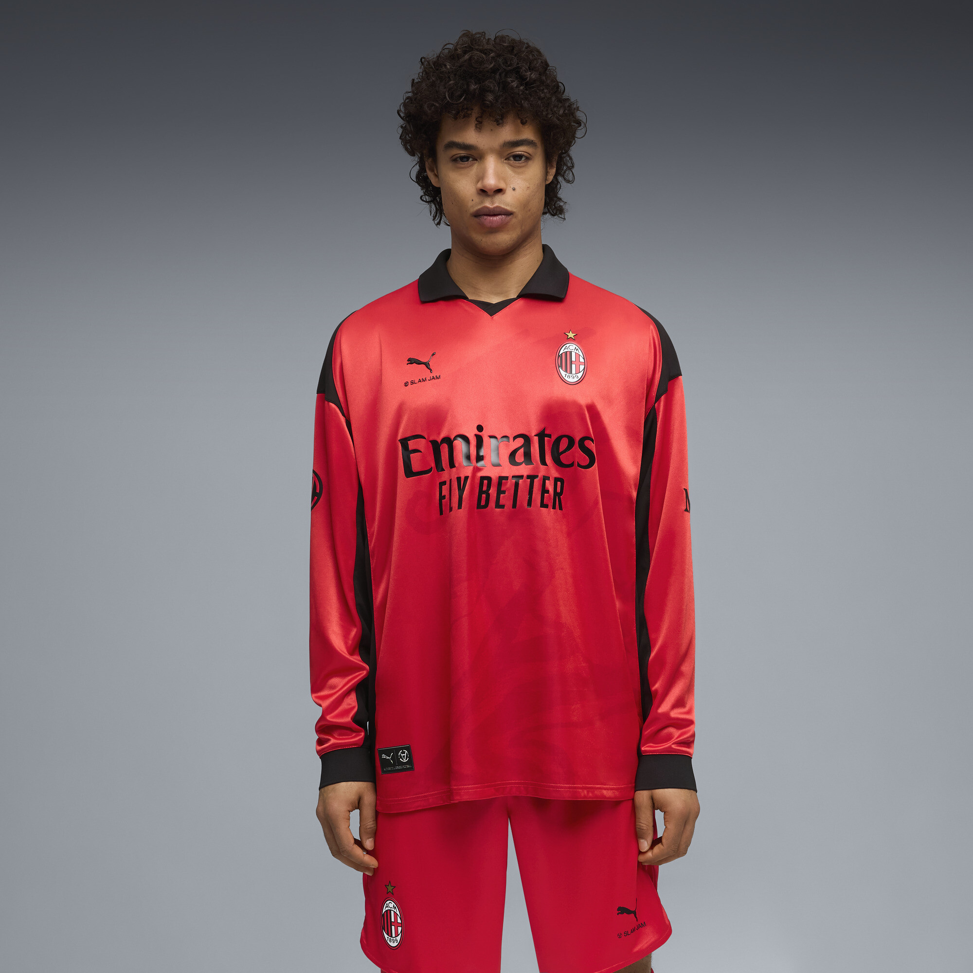 PUMA AC Milan x Slam Jam Limited Edition Men's Long Sleeve Soccer Jersey in Red