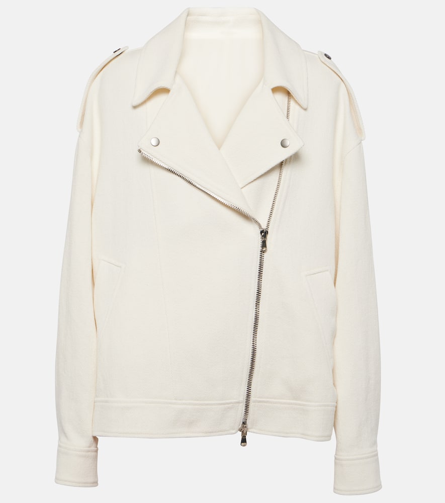 Cotton and linen biker jacket
