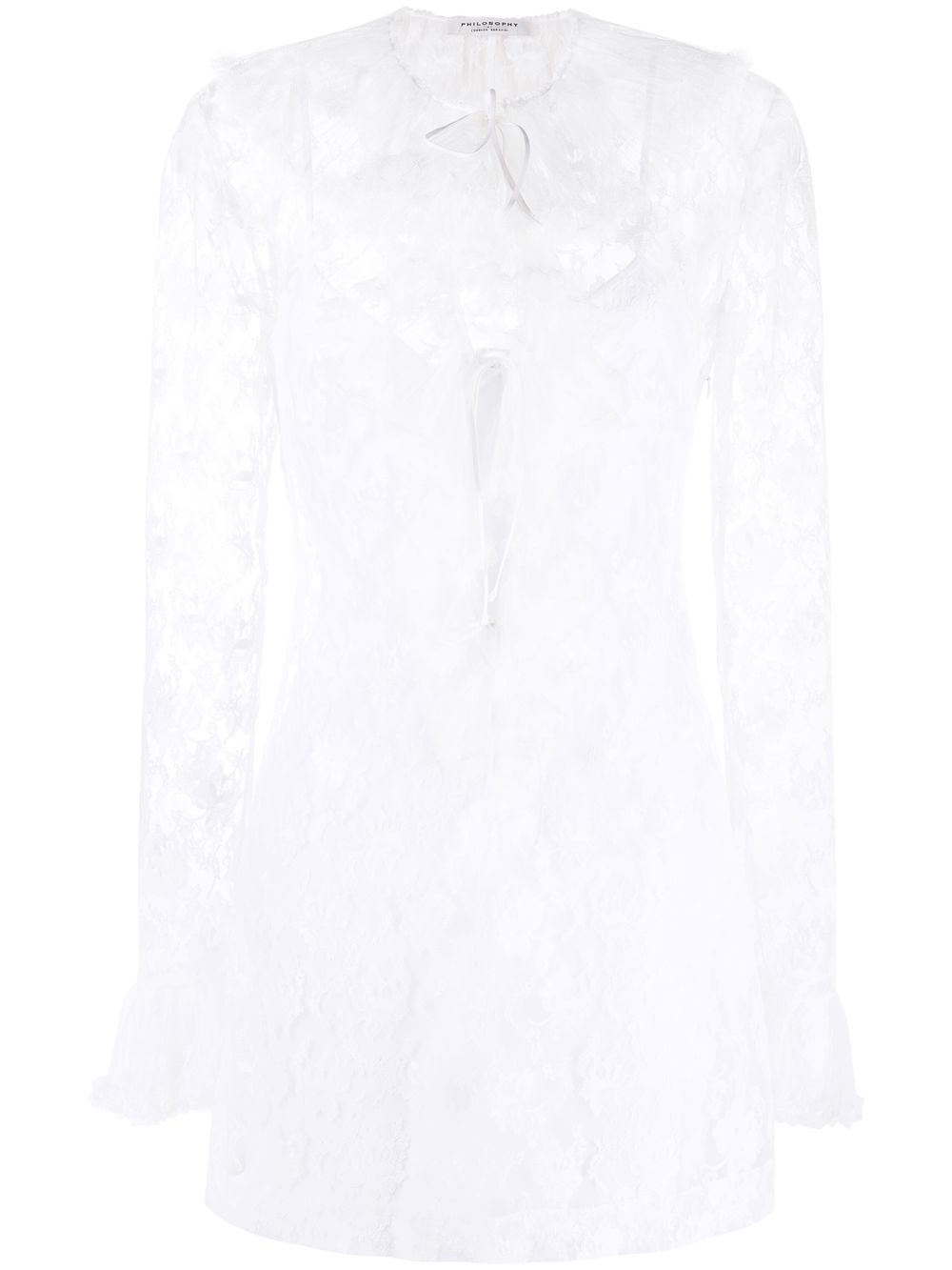 Ruffled lace minidress - White