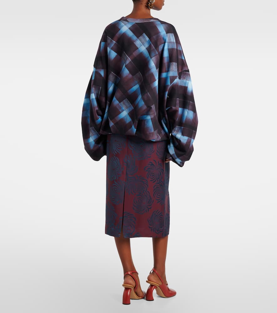 Checked cotton sweatshirt