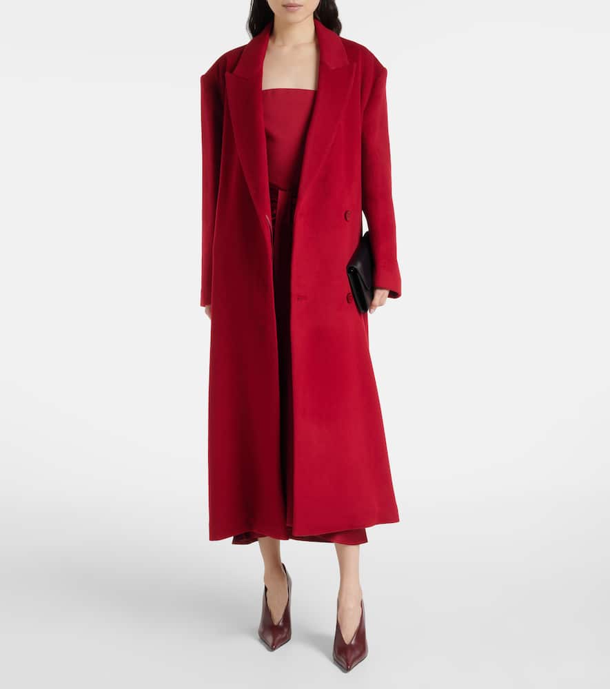 Serge wool-blend overcoat