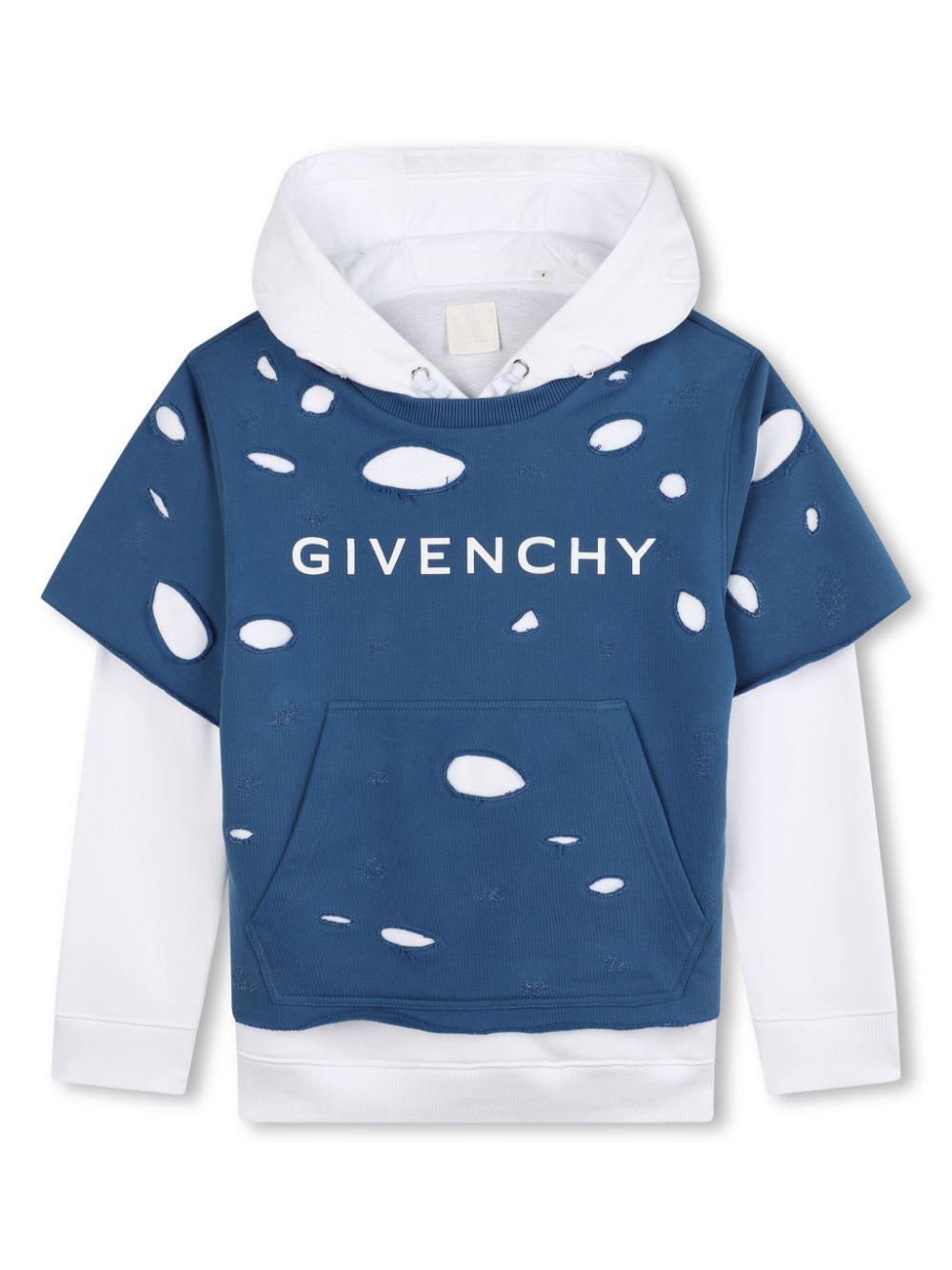 Cut-out layered hoodie - Blue