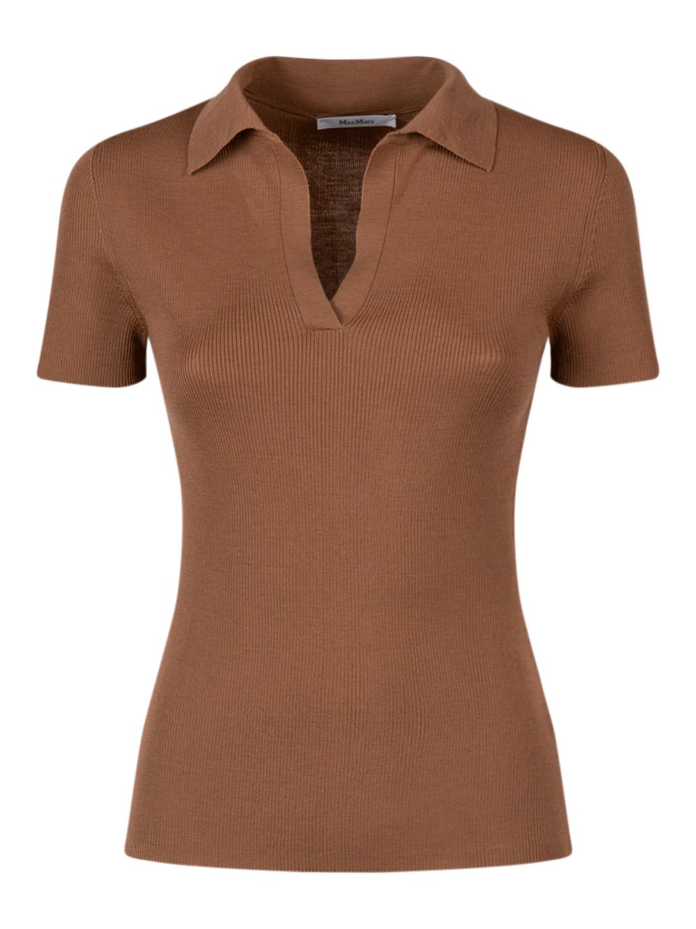 Rib-Knit Wool Polo Shirt