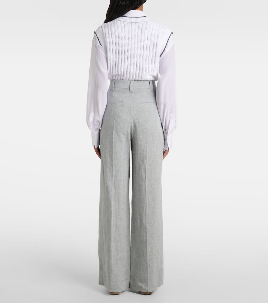 Linen-blend wide-leg pants
