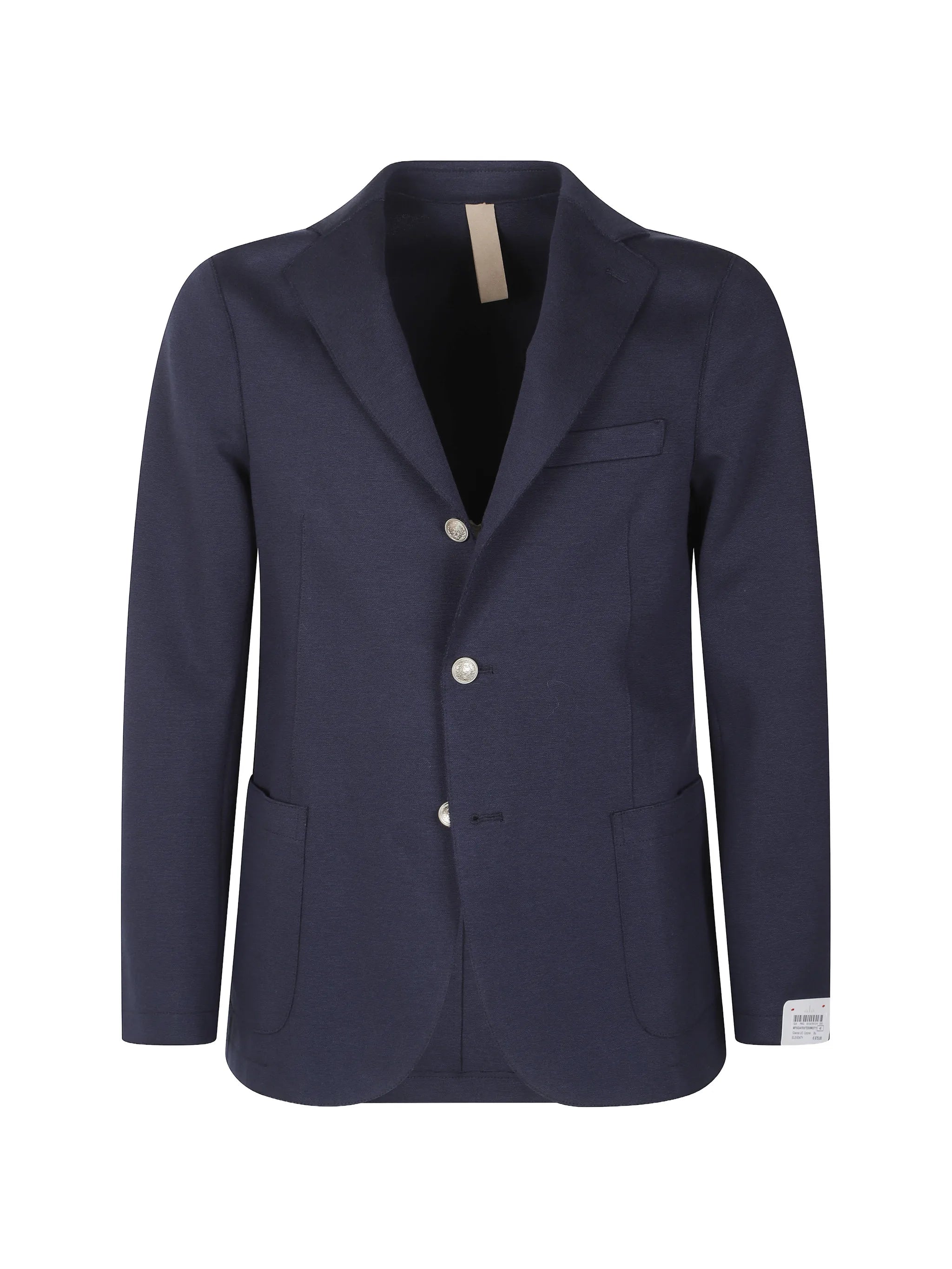 Button-Front Wool Blazer — Navy