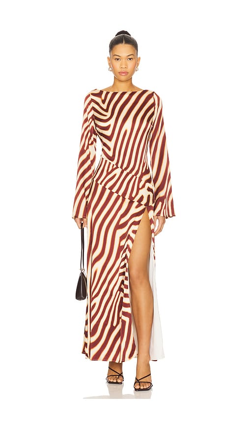 SEVEN WONDERS ROBE MAXI AVEC MANCHES MONTIE en Chocolate.  XS. Also en