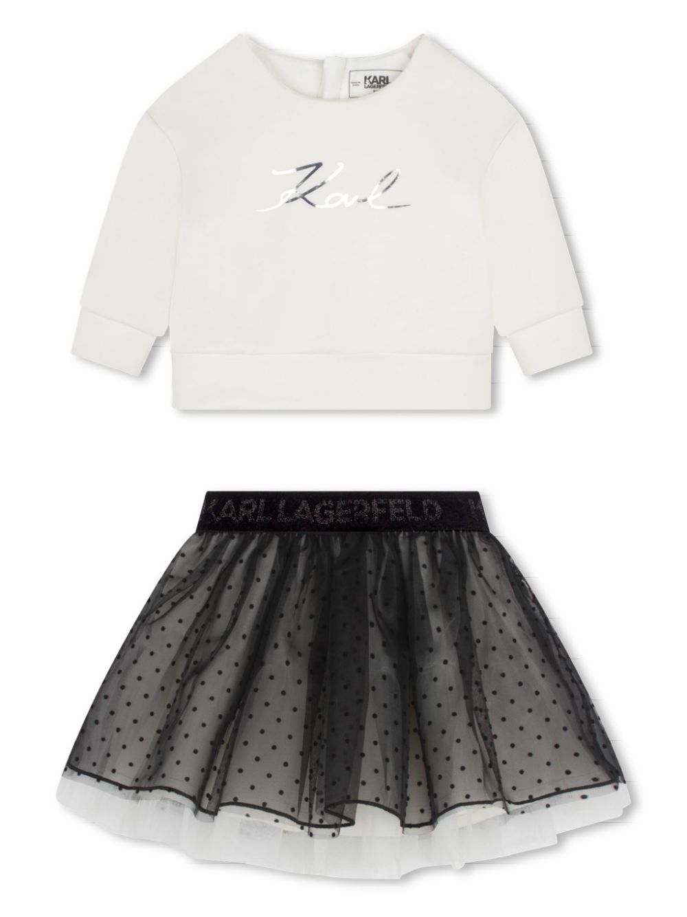 Logo T-shirt and tutu skirt set - White